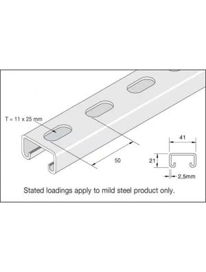 UNISTRUT 41X21 SLOTTED CHANNEL 10MM SLOTS 3M LONG PG P3300T10X3