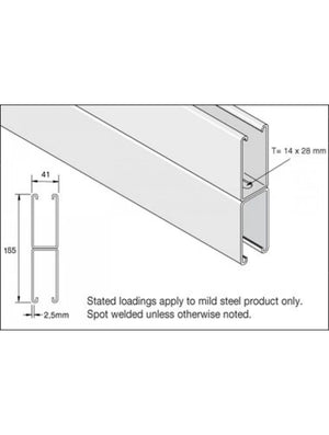 UNISTRUT P5001TX3PG 41X165X2.5MM SLOTTED EXTRA DEEP CHANNEL 3M LONG PG P5001TX3