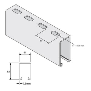 UNISTRUT 41X83X2.5MMX6M PLAIN EXTRA DEEP CHANNEL P5000