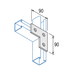 Unistrut P1036HG 3-Hole 90x90mm Flat L-Shaped Plate