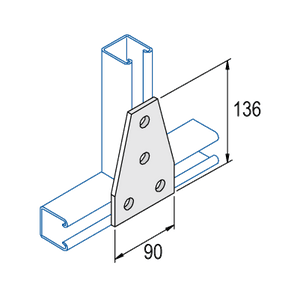 Unistrut P1358HG 4-Hole 136x90mm Flat Plate HDG